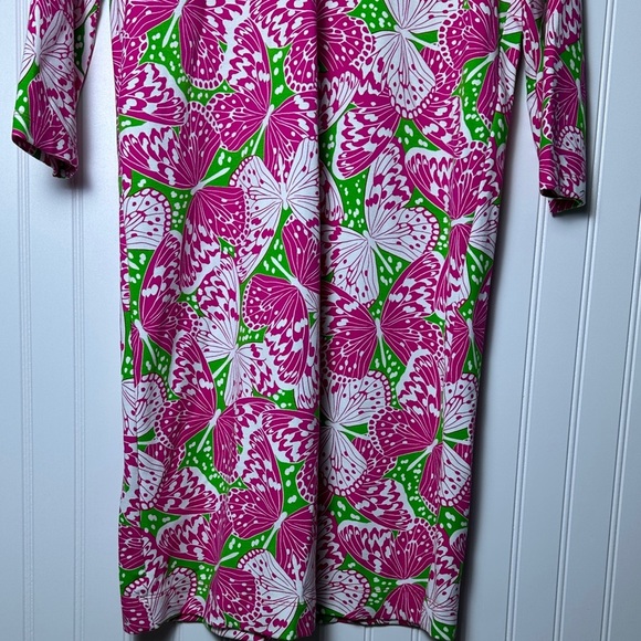 Brooks Brothers Ponte Stretch Floral 3/4 Sleeve Split Neck Dress XS Colorful - Picture 7 of 11